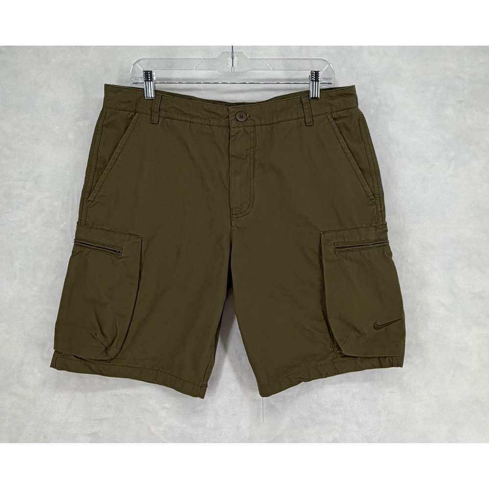 Nike Mens Cargo Shorts Olive Green Ripstop Cotton 613644-322 Size 34